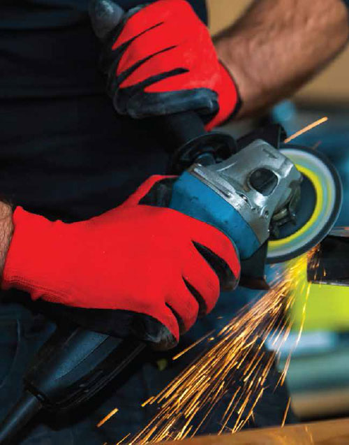 Hard hats and other head safety gear for workers in hazardous environments.